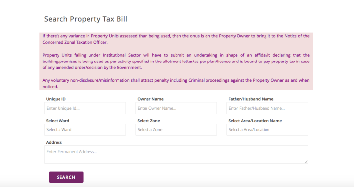 Search Property Tax Bill MCG Gurgaon